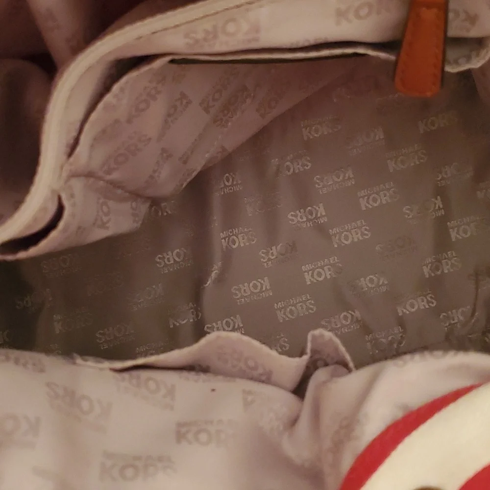 Michael Kors Gansevort canvas Purse Tote Striped red white - Picture 5 of 11